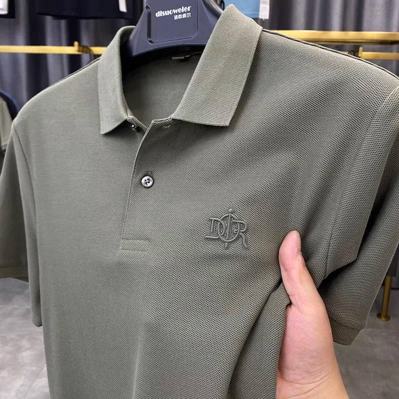 100% pure cotton men's short sleeved polo shirt summer fashion casual top comfortable and breathable high-quality lapel T-shirt