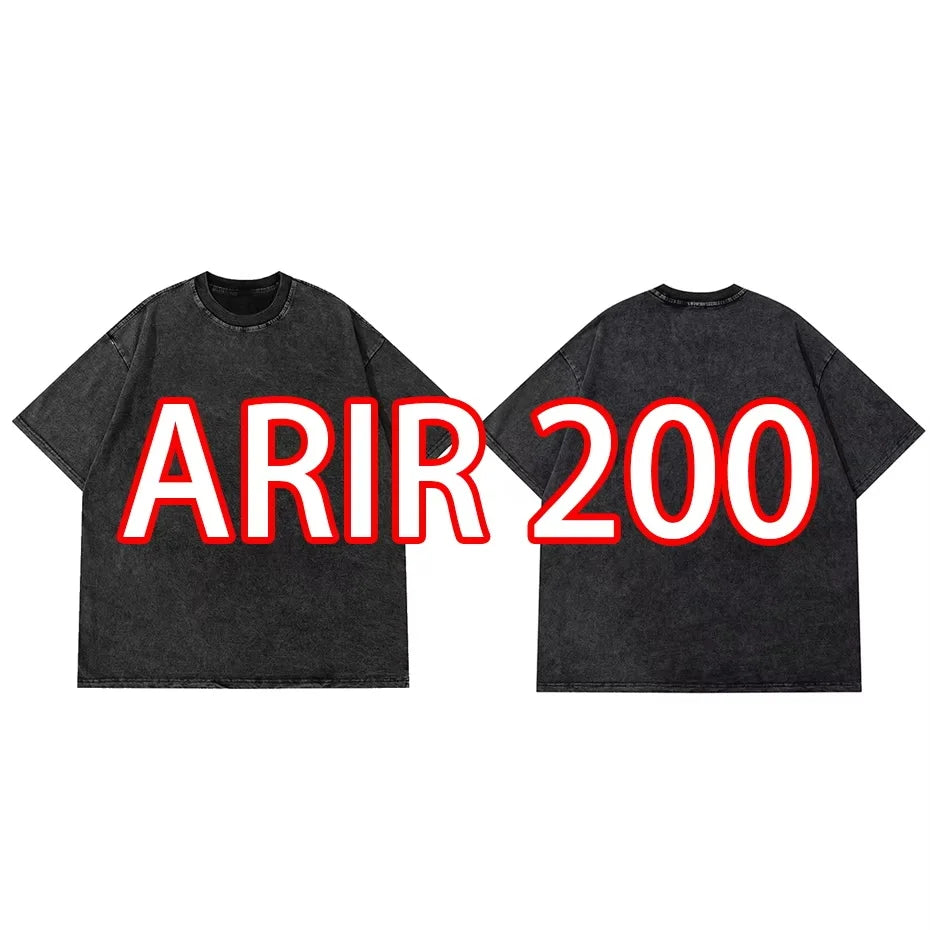 Anime Pain Printed T Shirt Men Retro Washed 100% Cotton Tops Tees Harajuku Tshirt Streetwear Hip Hop Male T-shirts 765