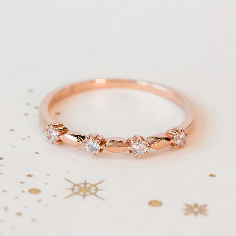 Eternity Ring Sterling Silver With Rose Gold Plate Women'S Diamond Wedding Band Girls Dating Luxury Quality Jewelry Accessories