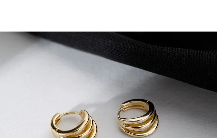 925 Sterling Silver Three layers Earrings Simple Temperament Exquisite Hot Semale Sexy Jewelry Gift
