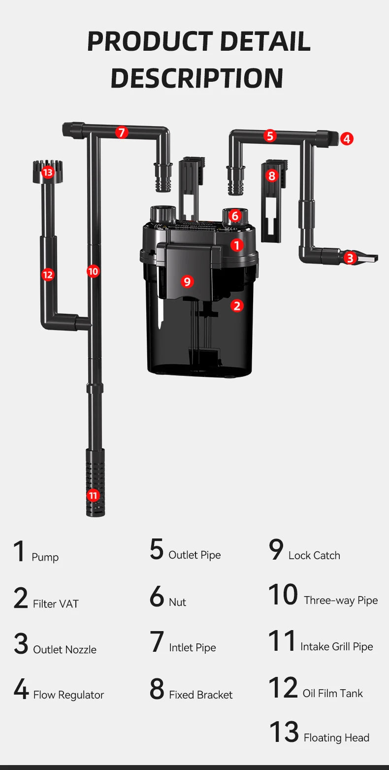 110V 220V Fish tank filter wall-mounted filter barrel external small silent external water purification filtration cycle