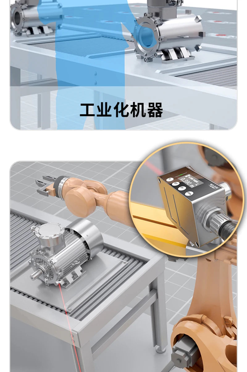 50m long distance laser displacement ranging sensor TOF photoelectric switch RS485 communication analog quantity