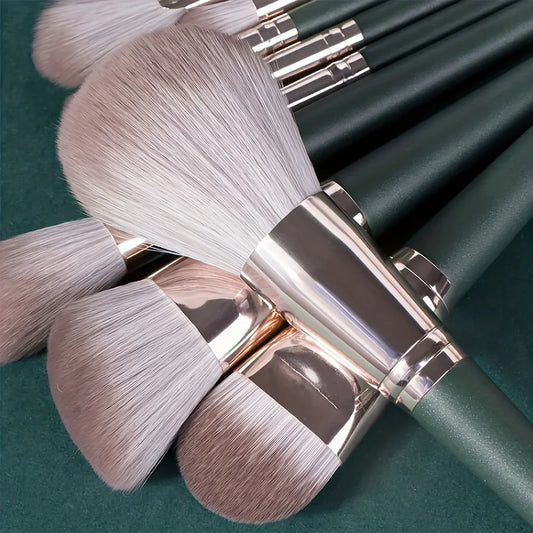 14PCS Vegan Makeup Brush Set - Full Face & Eye Kit with Soft Silk Bristles, Cruelty-Free for Beginners & Pros (Gift Ready)