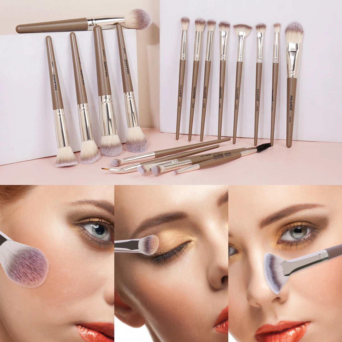 MAANGE Professional Gift Box 18pcs Makeup Brush Face Eye Beauty Brush for Foundation Conceal Eyeshadow Contour Dense Soft Brush