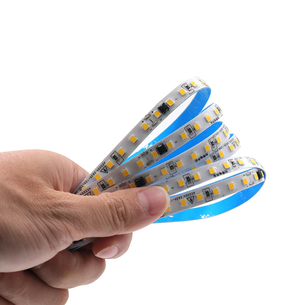 10m 20m 50m 220V 2835 LED Strip Light No Need Driver High Bright 120LEDs/M Flexible Tape Lights IP44 Waterproof Home Lighting