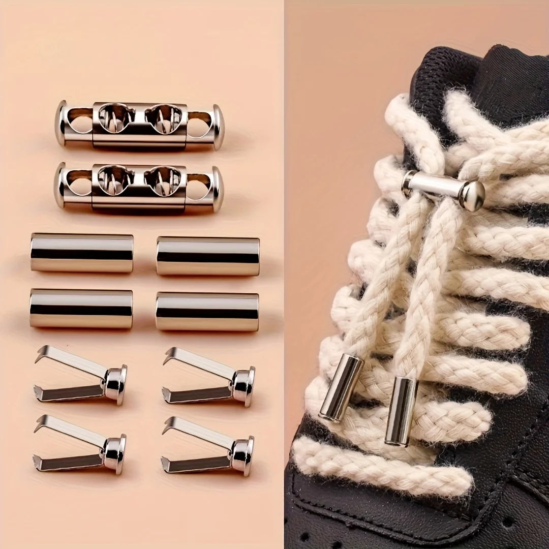 10pcs Spring Buckle No-Tie Shoelace Locks – No-Install Button-Type Drawstring Buckles for Shoelaces, Hoodies, Jackets