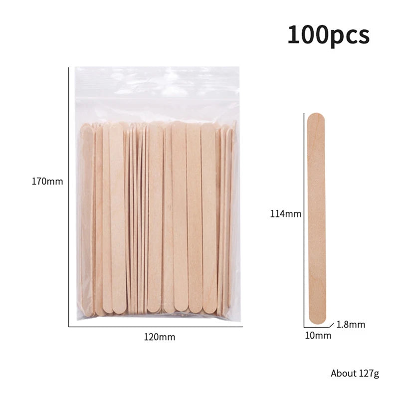 100PCS Disposable Wooden Hair Removal Sticks for Women Depilation Spatula Waxing Tool for Face Eyebrows Beauty Care