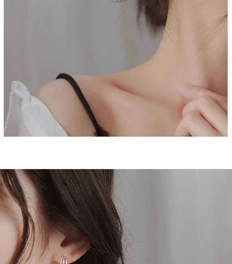 925 Sterling Silver Three layers Earrings Simple Temperament Exquisite Hot Semale Sexy Jewelry Gift
