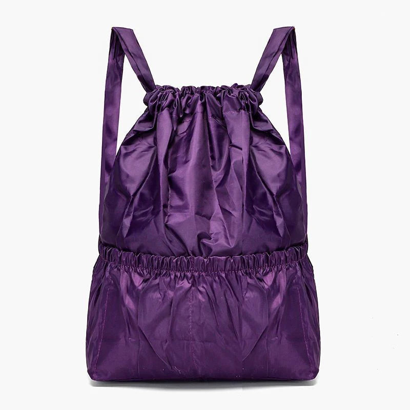 Women's Backpack Drawstring Large Capacity Lightweight Leisure Minimalist Portable Shopping Travel Bag Fitness Sports Bag
