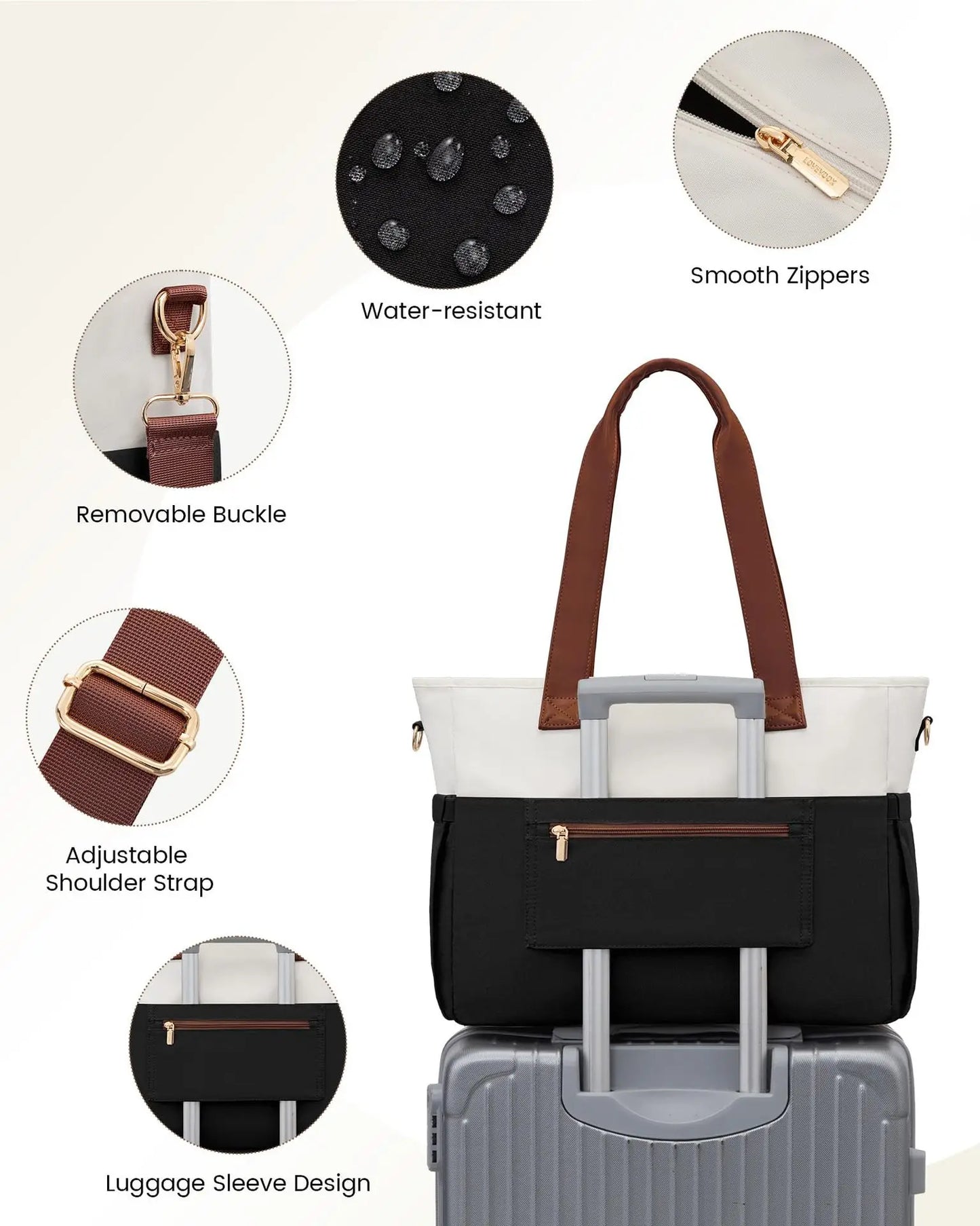 Women Laptop Tote Bag Large Capaci Handheld Shoulder Casual Crossbody Bag Commuter OL Inner Ket Nylon Fabric for 15.6 Inch Bag