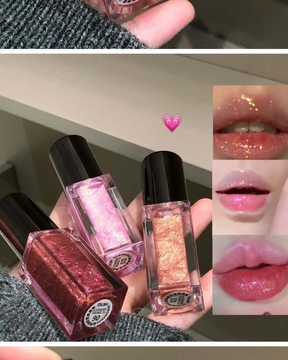 Sparkle Long-Lasting Lip Gloss Non-Fading Moisturizing Liquid Lipstick Non-Sticky Clear Lip Glaze for Women