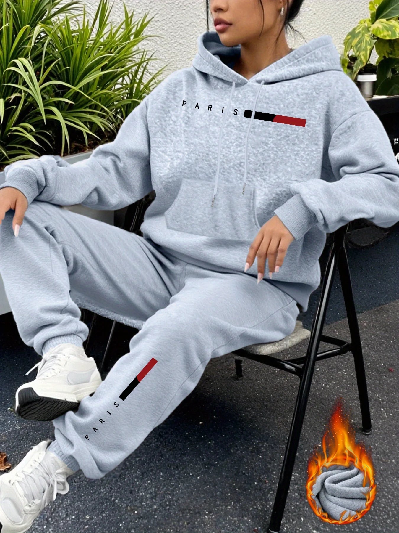 women Hoodies+sweatpant set Hip Hop Street Casual Printed Hoodie Oversize Loose New Sweatshirts Autumn Warm Fleece Clothing