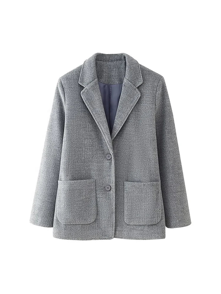 2024 European and American style woolen suit autumn and winter new fashion woolen coat jacket for women