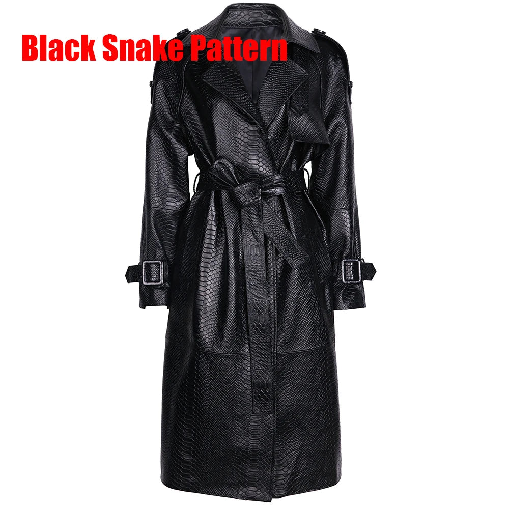 YOLOAgain High Quality Real Leather Trench Coat Women Genuine Leather Jacket Windbreak Female
