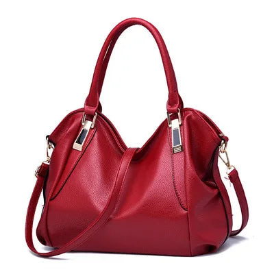 Ladies' leather bag, soft leather, mother's bag, simple middle-aged women's bag, large capacity handbag, crossbody bucket bag
