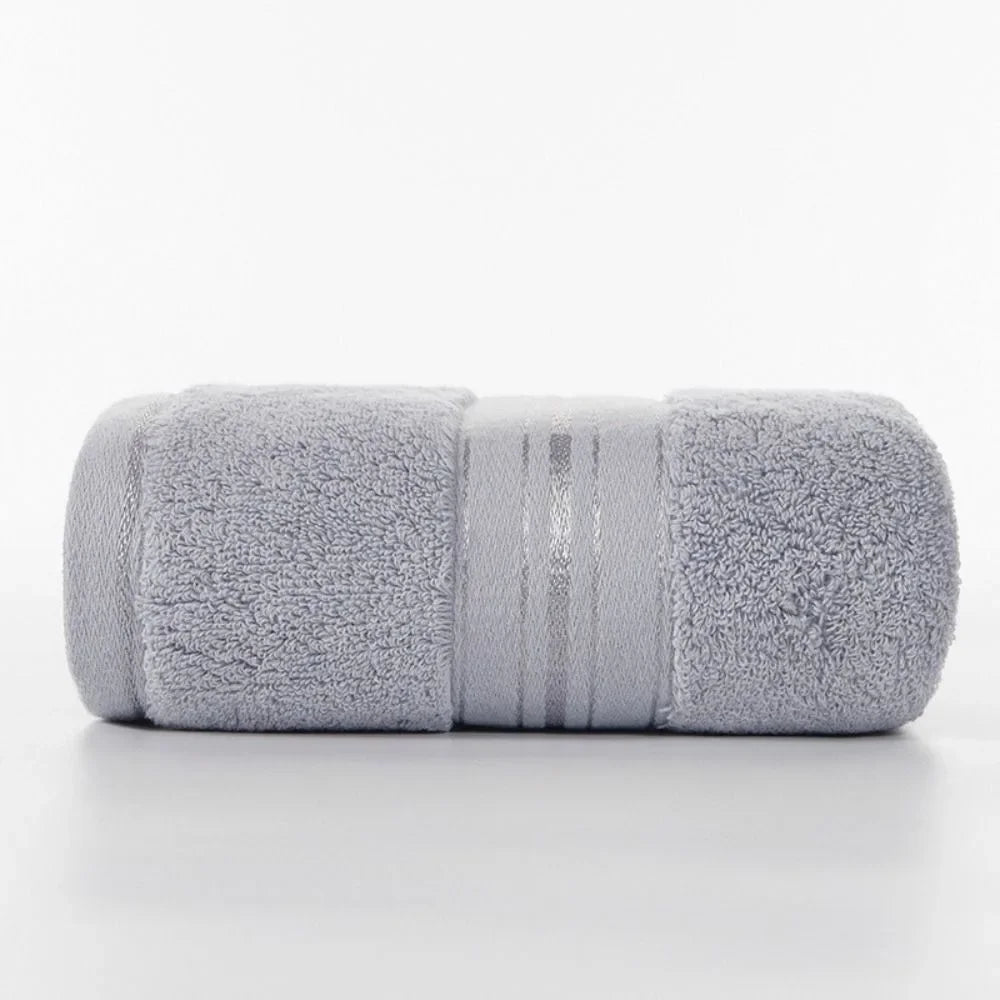 Towel Set Cotton Bath Towel Elegant Blue Hand Face Towel Durable White Terry Cloth Adults