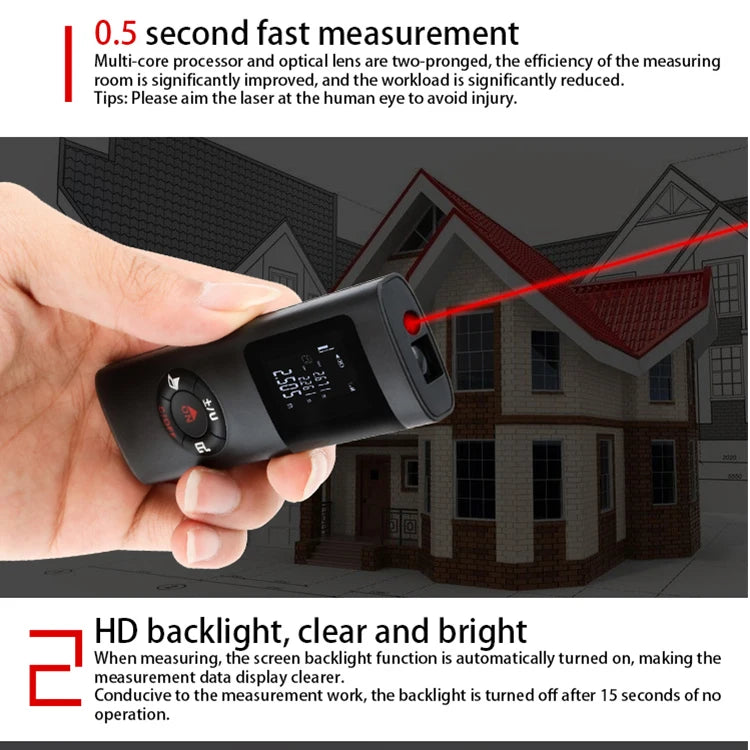 40M Laser Distance Meter Portable Rangefinder USB Charging Laser Trena Measure Tools Digital Rangefinder With Angle Measure