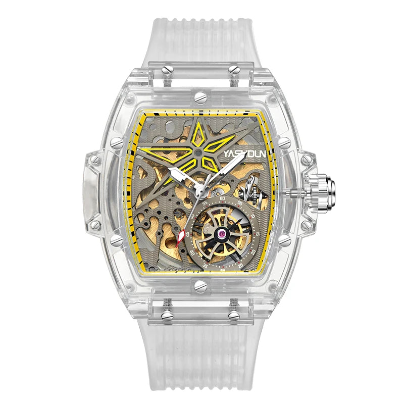 Automatic Mechanical Watch for Man Business Watch Double Side Hollows Skeleton Tourbillon Transparent Mechanical Men's Watch