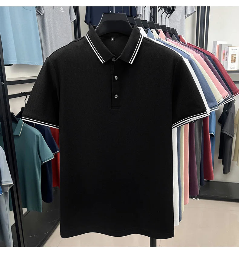 100% pure cotton summer men' luxury brand polo shirt temperament golf short style business casual high-quality T-shirt short top