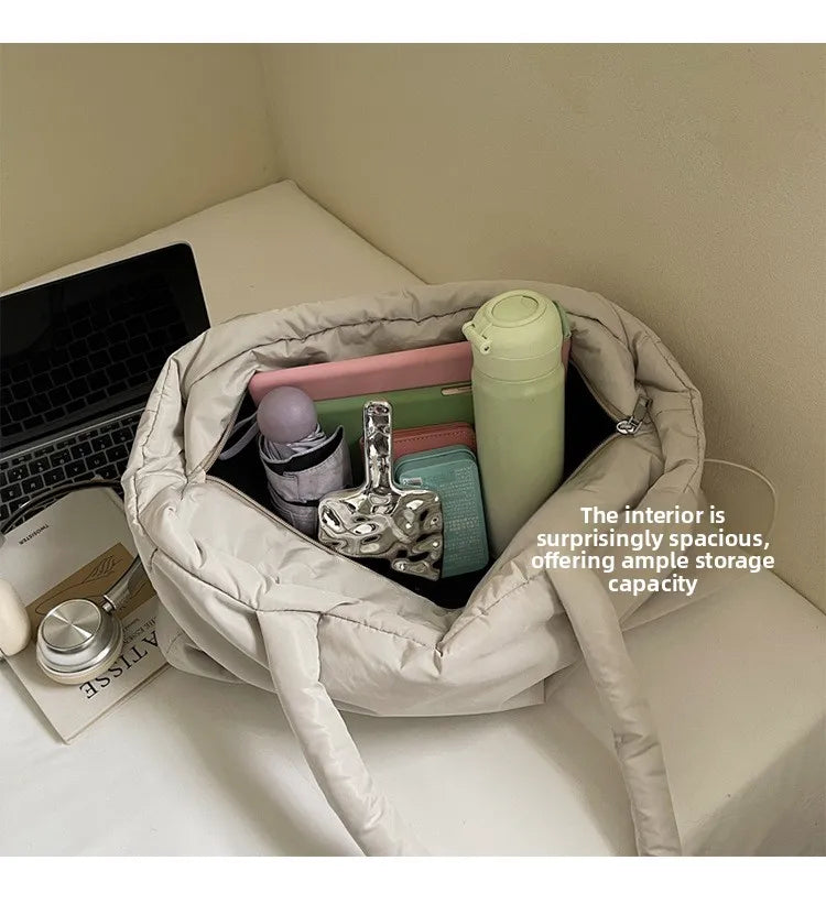 Women Nylon Bucket Shoulder Bag Large Capacity Tote Bag Fall Winter Versatile Cotton-padded Handbag Guangzhou High Quality Bag