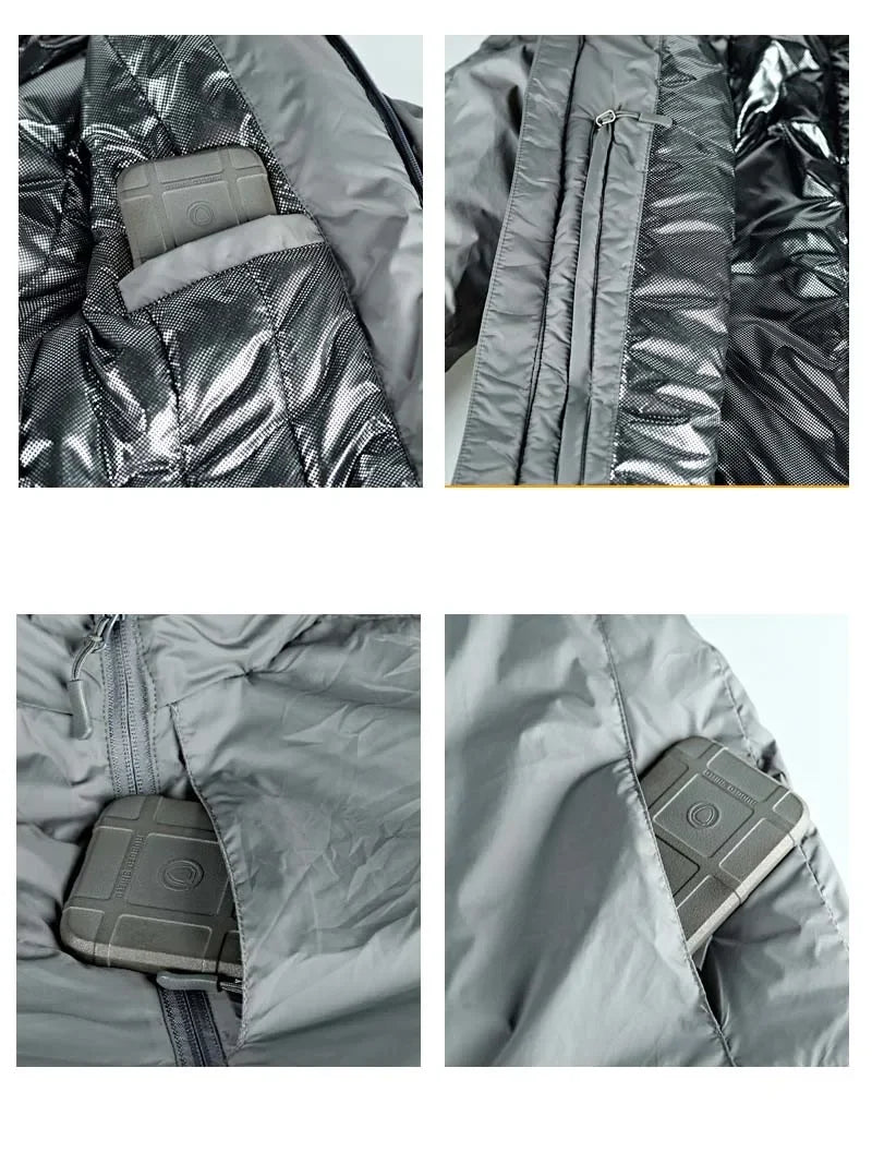 Winter Jackets Men Parkas Warm Lightweight Portable Outerwear Tactics Jacket Heat Reflective Windproof Hiking Coat Windbreaker