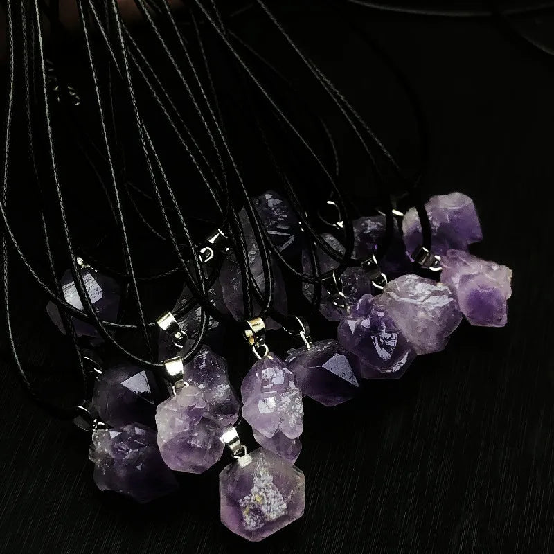 Jewellery Women Necklace Natural Healing Amethyst Crystal Rose Quartz Stone Abalone Shell Pendant Collar Acero Inoxidable Mujer