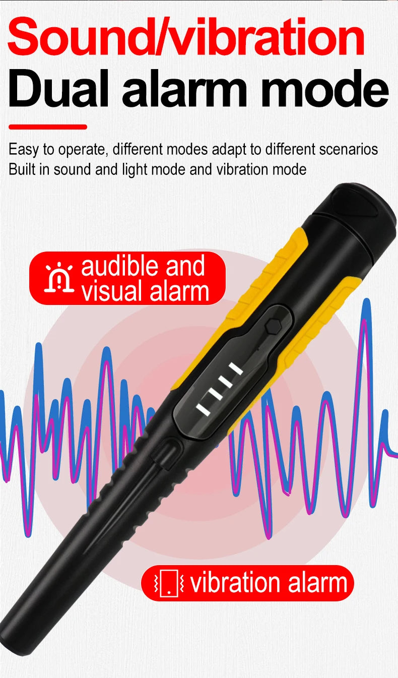 Metal Detector Outdoor Adventure Handheld Metal Detector Pinpointer Finder Waterproof 360° Side Scan Metal Detector Rod