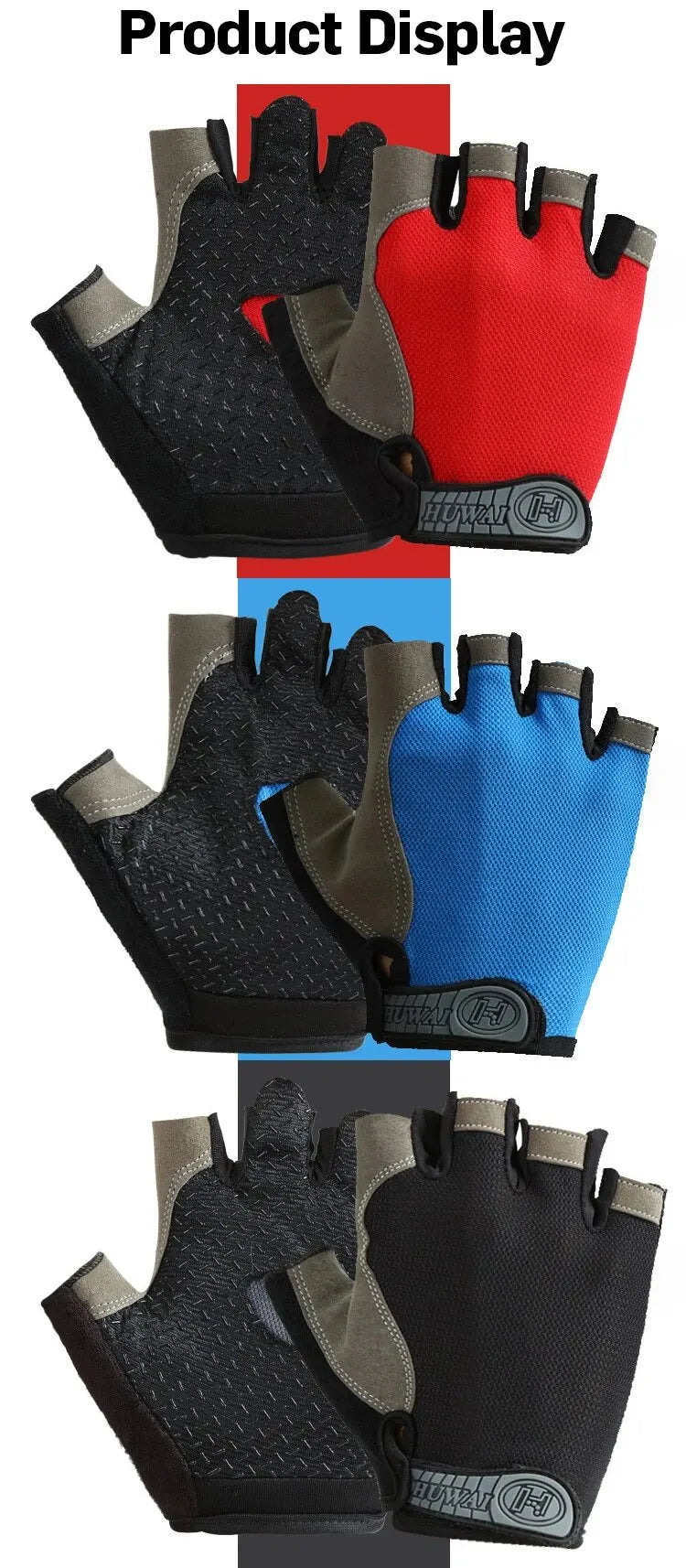 Gym Gloves Fingerless Gloves Anti-Slip Shock-Absorbing Breathable Gloves Sports Gloves for Training Lifting Weight Cycling
