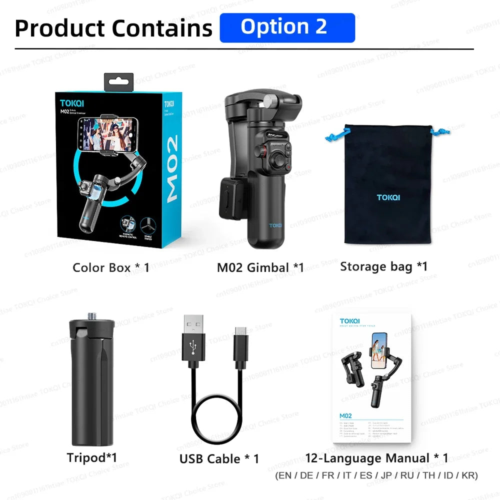 Handheld 3-Axis Gimbal Stabilizer for iPhone & Android, Anti-Shake Phone Holder with Tripod, for Vlogging & Video Recording