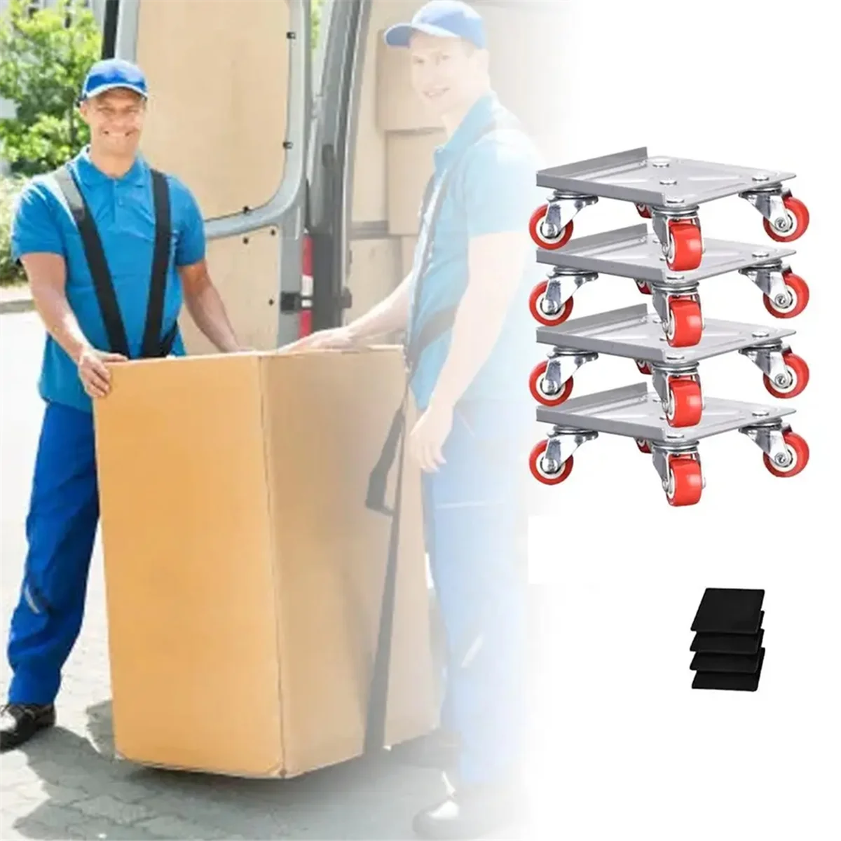 Heavy Furniture Mover 5-Wheel Furniture Dollies with Locking Wheels Load Lifter Moving Tool Set with Anti-Skid Pad Home