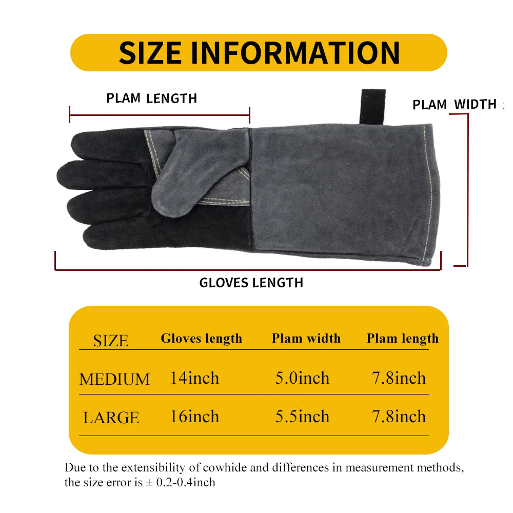 Welding Gloves,Tig/Mig Welding Glove,BBQ Oven Glove,guantes para soldar, Heat- Insulated Mittens