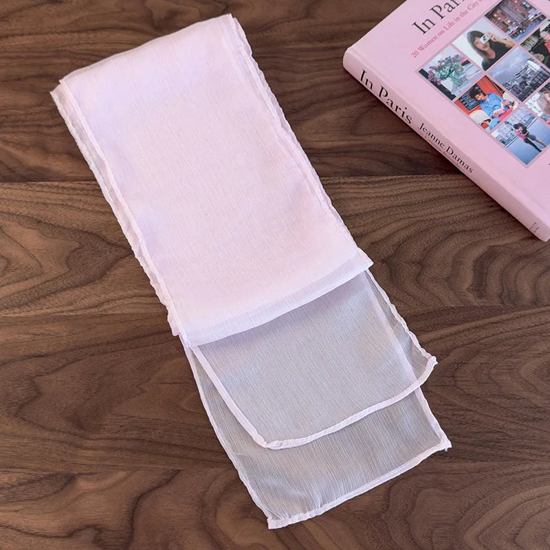 Soft and Comfortable Pure Color Scarf Necktie for Spring and Summer, Multi-functional Streamer Ribbon Necklace