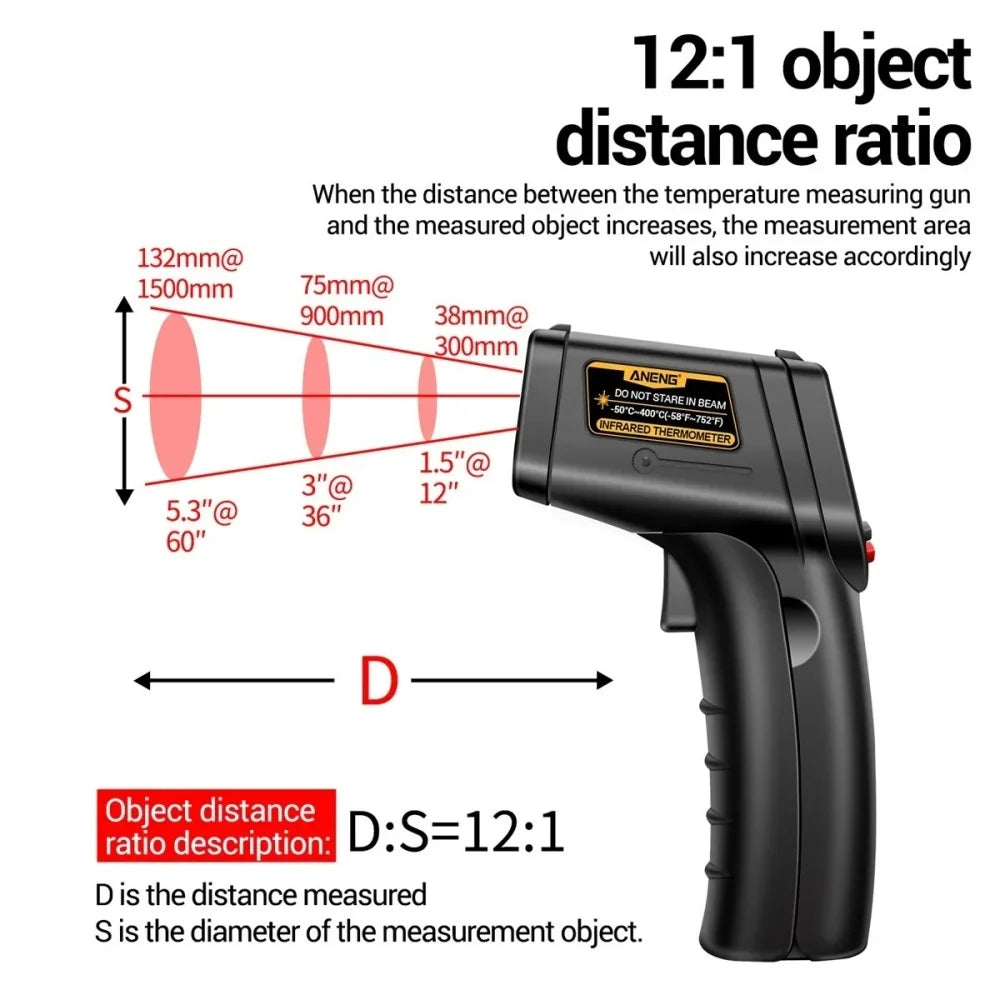 Digital Infrared Thermometer Non-contact Thermometer Industrial Precision Laser Temperature Meter Pyrometer Instrument Tool