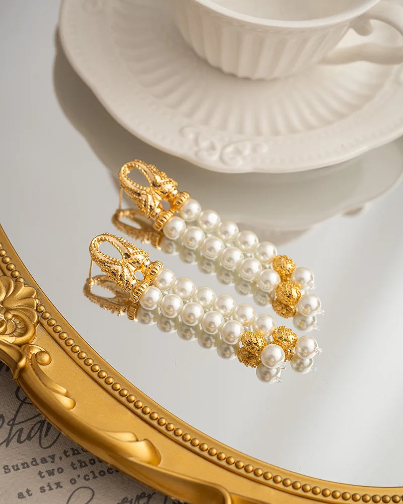 Light luxury high-grade multi-layer pearl necklace retro exaggerated niche alloy collarbone chain women's fashion jewelry