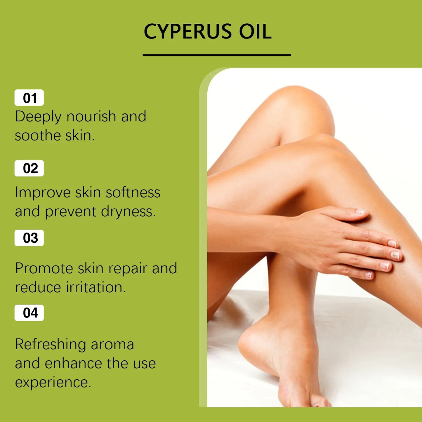 Pure Cyperus Rotundus Essential Oil Moisturizing Nourishing Reduce Redness Smoothing Repair Legs Arms Body Hair Removal Care Oil