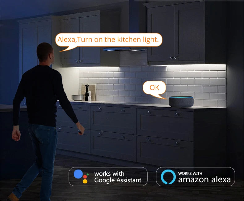 12V COB LED Strips Tape DIY Smart Closet Wardrobe Under Cabinet Light Ribbon With Tuya Smart Life WIFI Control LED Light Switch