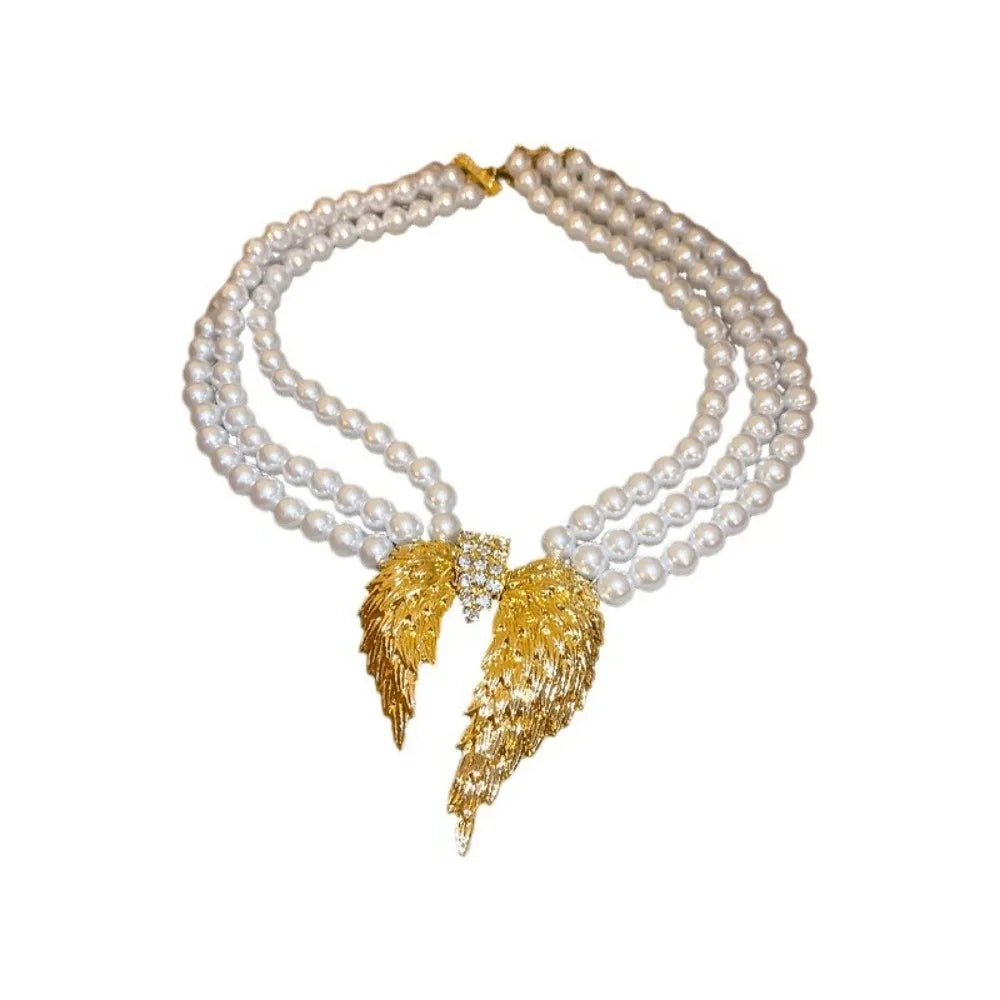 Retro Fashion Multi-layer Pearl Necklace Light Luxury Advanced Sense Clavicle Chain Elegant Delicate Fashion Choker Women