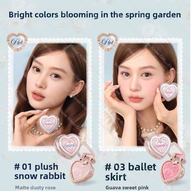 Flower Knows Bunny Garden Collection blush Lyophilized Silk Natural Look Facial Makeup Original Cosmetics