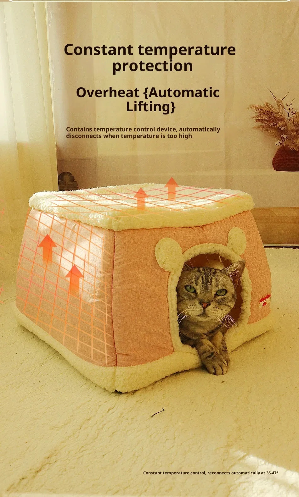 New 360 Degree Fully Enclosed Electric Heating Cat and Dog House Cat Nest Winter Warmth Constant Temperature Cat Beds Blanket