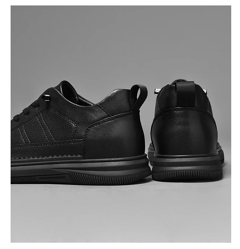 Spring Autumn Men's Inner Heightening Shoes Leather Sports Casual Shoes Invisible Height Increasing Shoes Men Sport Elevator 8CM