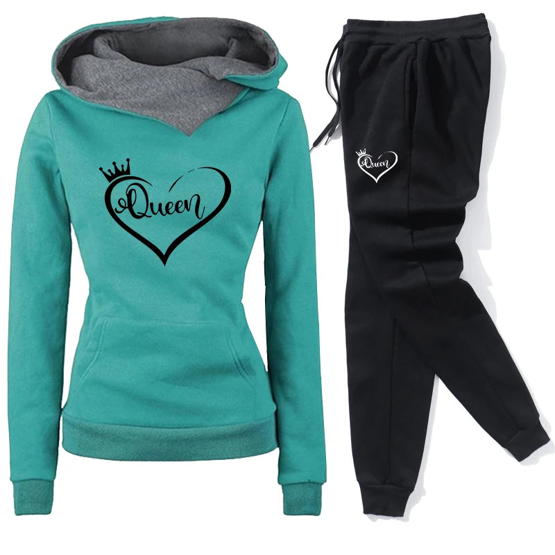 Fashion Women's Tracksuit Autumn Winter Quality Hoodies Casual Print Single Sport Pants Comfort Outdoors Daily Jogging Gym Woman