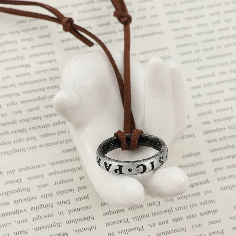 Movie Game Uncharted 4 Necklace Nathan Drake Cosplay Ring Leather Code Ancient Vintage Pendant Jewelry Prop