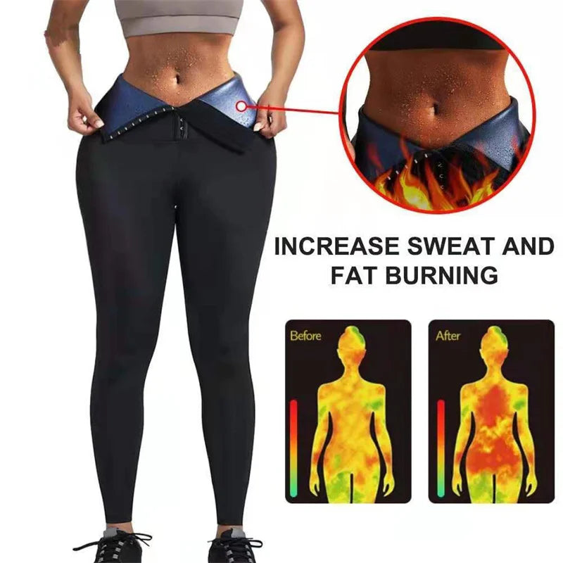 Sweat Sauna Pants Body Weight Loss Slimming Pants Waist Trainer Shapewear Tummy Hot Sweat Leggings Fitness Workout Pants