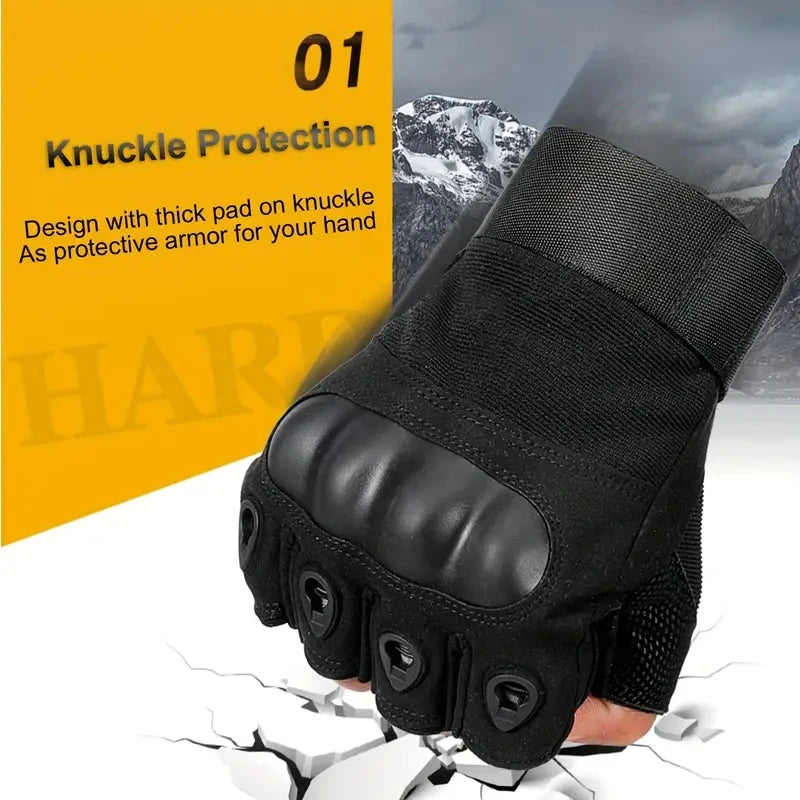 1Pair Tactical Fingerless Gloves for Men - Ideal for Outdoor Sports, Shooting, Hunting, Airsoft, and Cycling