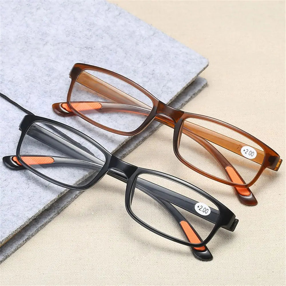 Reading Glasses for Men Women Square Frame Ultra Light Readers Eyeglasses Presbyopia with Diopter +100/+150/+200/+250/+300/+350
