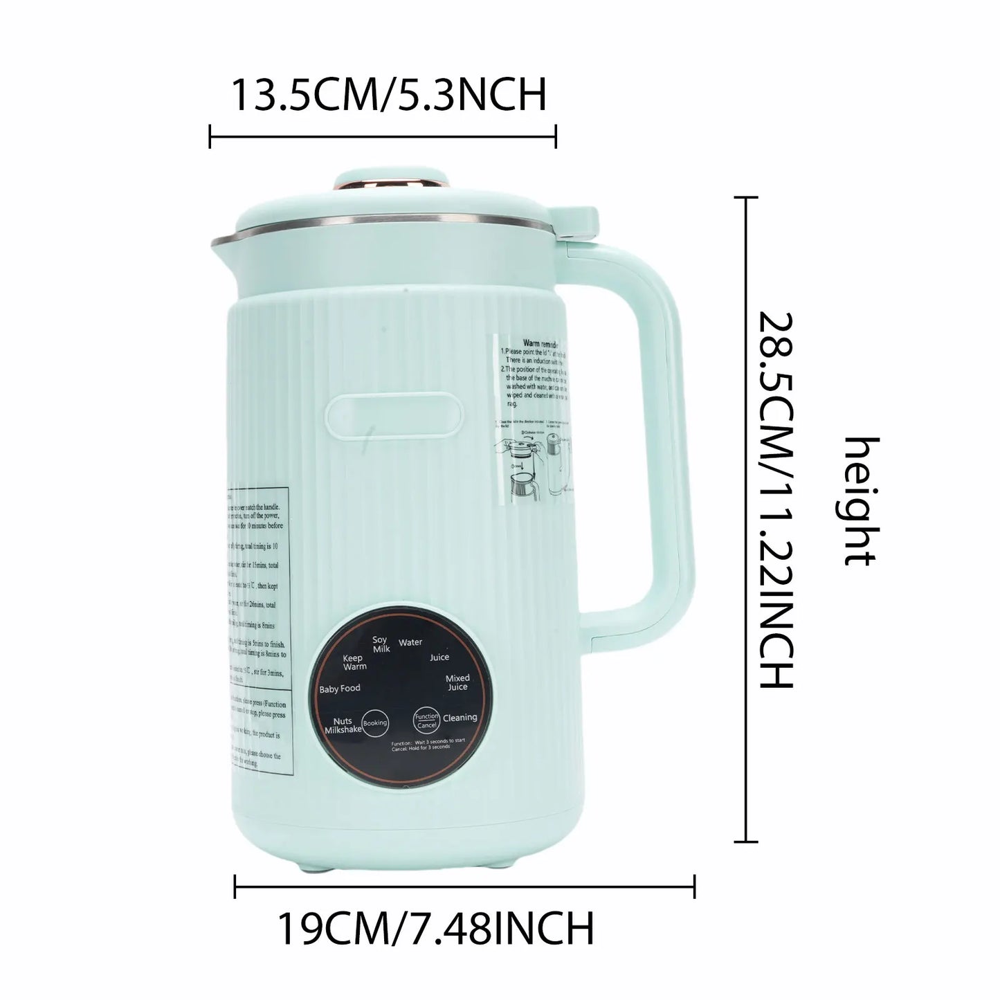 Soy Milk Maker 8-in-1 Programmable Blender with Digital Display 12 Stainless Steel Blades Auto Cleaning 8H Keep Warm Function fo