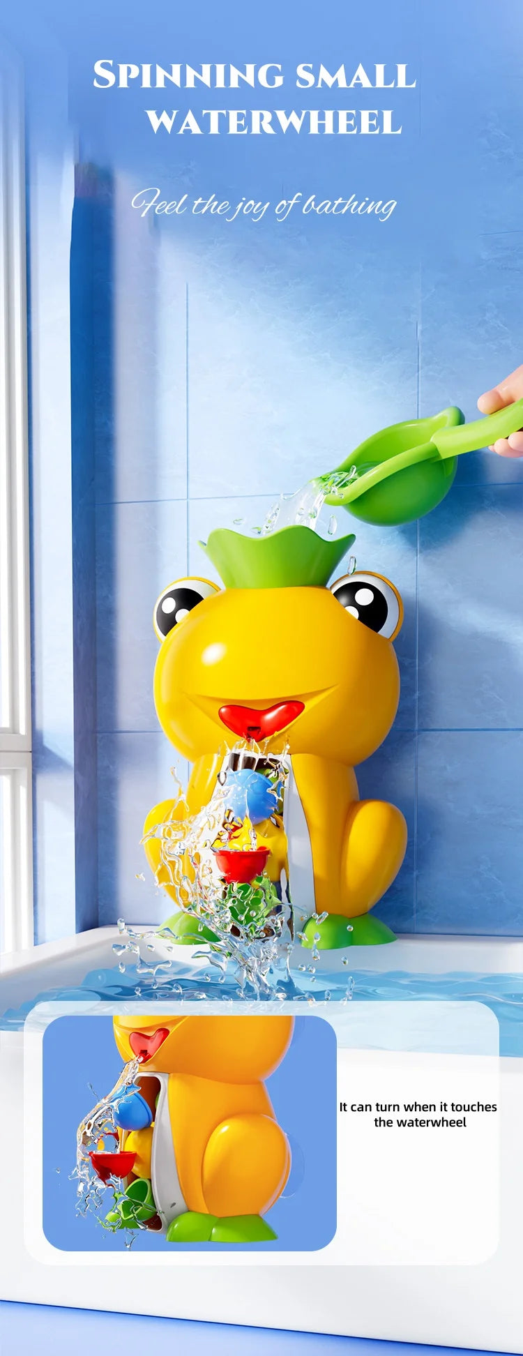 Baby Bath Toys, Children Playing In Water, Frog Water Wheel, Bathroom Bath, Bath Fun Toys
