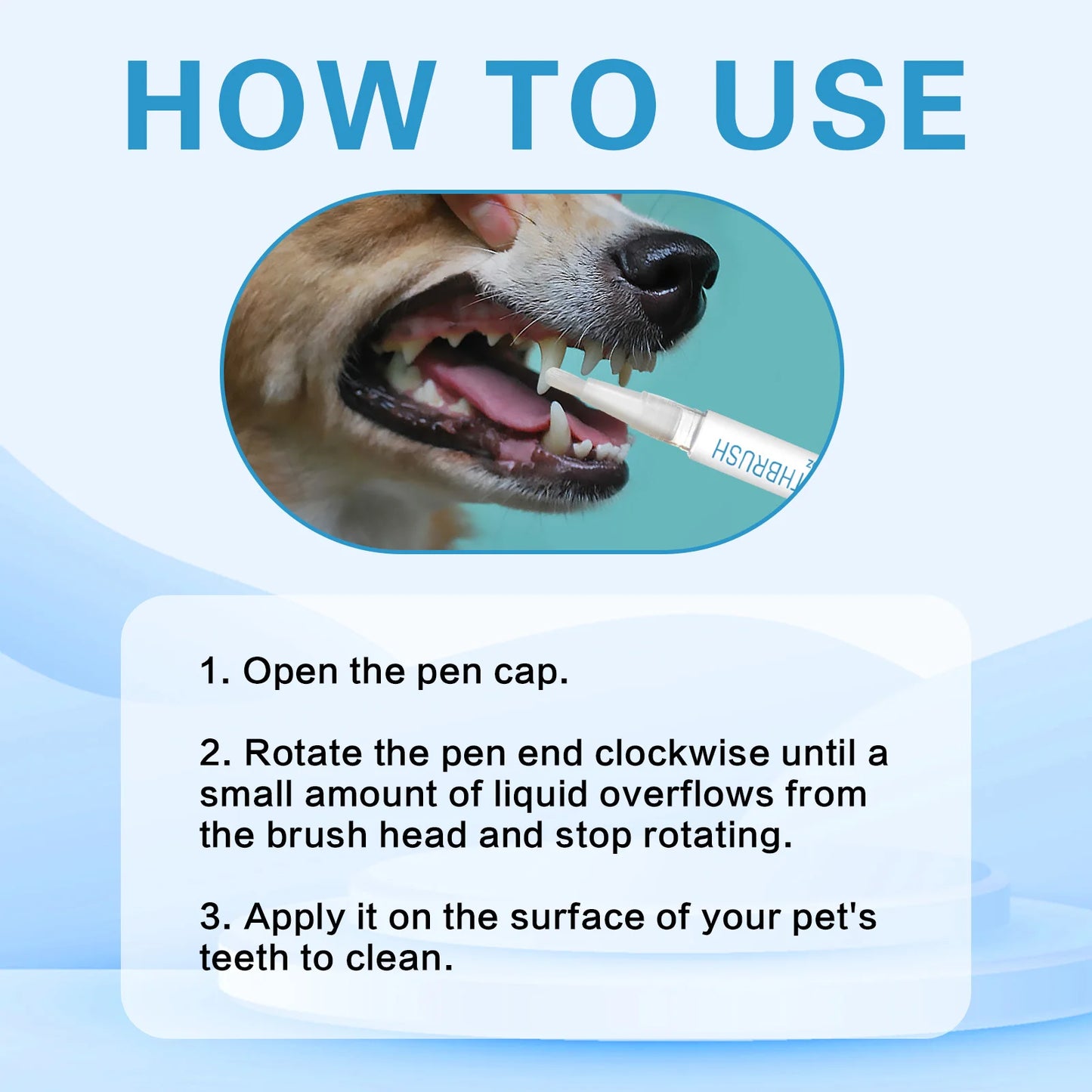 Pet Toothbrush Pen 3ml - Teeth Cleaning for Dogs & Cats, Reduce Bad Breath, Remove Tartar with Peppermint & Xylitol, Easy Use