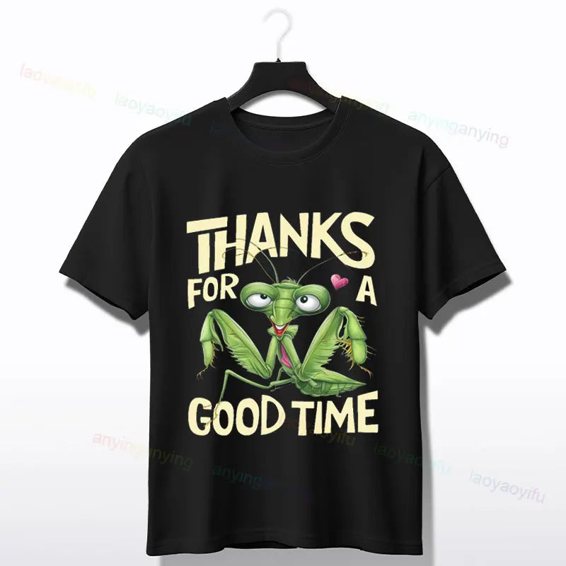 Praying Mantis Insects Bug Love Praying Mantis- Retro T-Shirt 100% Cotton Short Sleeve O-neck Tee Humor Style Design Casual Wear