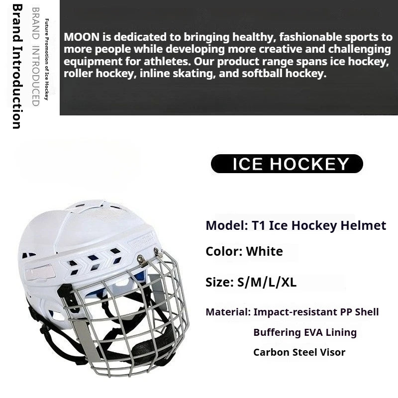 ICE HOCKEY HELMET - Certified for Roller & Street Hockey, Lacrosse,Adjustable Full Protection Headgear with Ear Protection